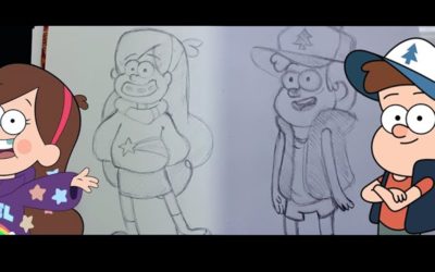 Learn to draw Dipper and Mabel from Gravity Falls